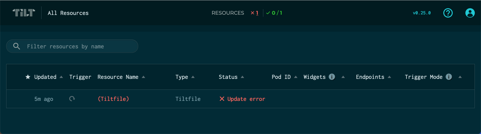 No Tiltfile